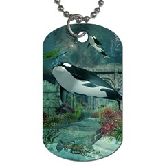 Wonderful Orca In Deep Underwater World Dog Tag (one Side) by FantasyWorld7