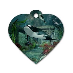 Wonderful Orca In Deep Underwater World Dog Tag Heart (one Side) by FantasyWorld7