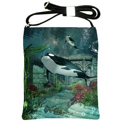 Wonderful Orca In Deep Underwater World Shoulder Sling Bags by FantasyWorld7