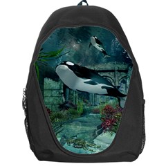 Wonderful Orca In Deep Underwater World Backpack Bag by FantasyWorld7