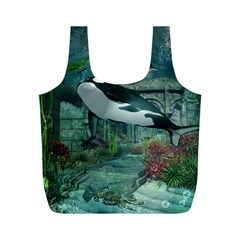 Wonderful Orca In Deep Underwater World Full Print Recycle Bags (m)  by FantasyWorld7