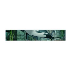 Wonderful Orca In Deep Underwater World Flano Scarf (mini) by FantasyWorld7