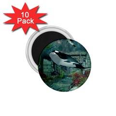 Wonderful Orca In Deep Underwater World 1 75  Magnets (10 Pack)  by FantasyWorld7