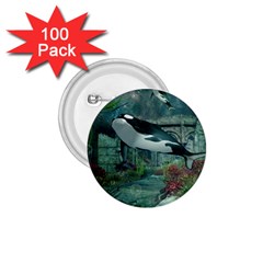 Wonderful Orca In Deep Underwater World 1 75  Buttons (100 Pack)  by FantasyWorld7