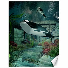 Wonderful Orca In Deep Underwater World Canvas 18  X 24   by FantasyWorld7