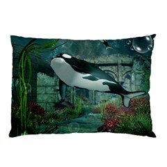 Wonderful Orca In Deep Underwater World Pillow Case (two Sides) by FantasyWorld7