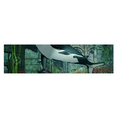 Wonderful Orca In Deep Underwater World Satin Scarf (oblong) by FantasyWorld7