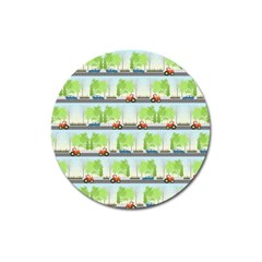 Cars And Trees Pattern Magnet 3  (round) by linceazul