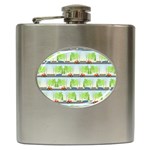 Cars And Trees Pattern Hip Flask (6 oz) Front