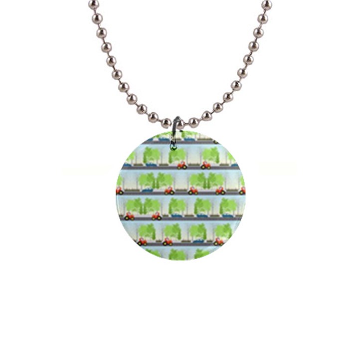 Cars And Trees Pattern Button Necklaces