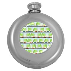 Cars And Trees Pattern Round Hip Flask (5 Oz) by linceazul