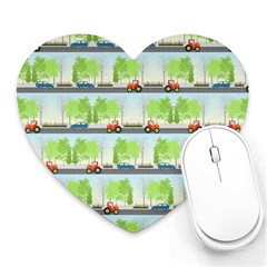 Cars And Trees Pattern Heart Mousepads by linceazul