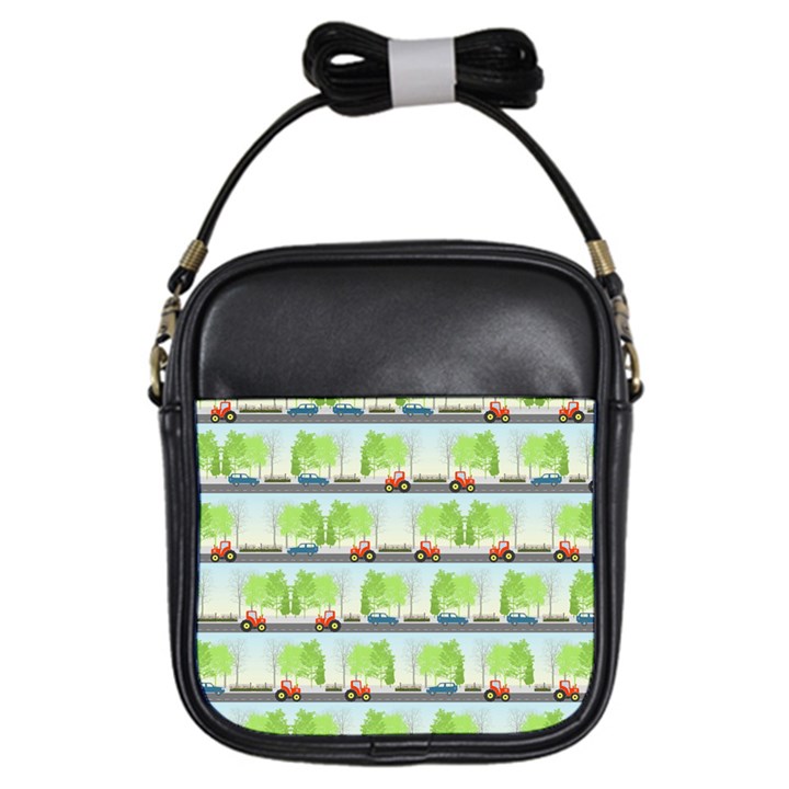 Cars And Trees Pattern Girls Sling Bags