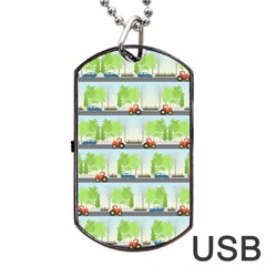 Cars And Trees Pattern Dog Tag Usb Flash (one Side) by linceazul