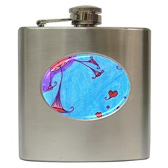 Hearts And Blue Hip Flask (6 Oz) by snowwhitegirl