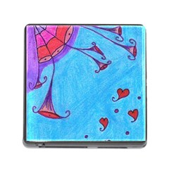 Hearts And Blue Memory Card Reader (square 5 Slot) by snowwhitegirl