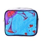 Hearts And Blue Mini Toiletries Bags Front