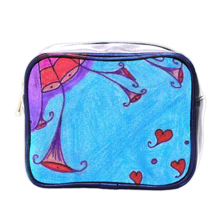 Hearts And Blue Mini Toiletries Bags