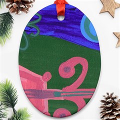 Pink Guitar Oval Ornament (two Sides) by snowwhitegirl