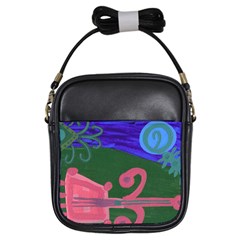 Pink Guitar Girls Sling Bags by snowwhitegirl