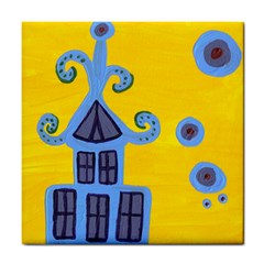 Blue House Tile Coasters