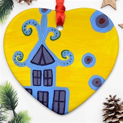 Blue House Ornament (Heart)