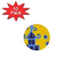 Blue House 1  Mini Buttons (10 pack) 