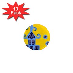 Blue House 1  Mini Magnet (10 pack) 