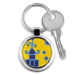 Blue House Key Chains (Round) 