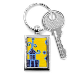 Blue House Key Chains (Rectangle) 