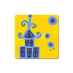 Blue House Square Magnet