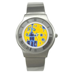 Blue House Stainless Steel Watch