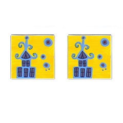 Blue House Cufflinks (square) by snowwhitegirl