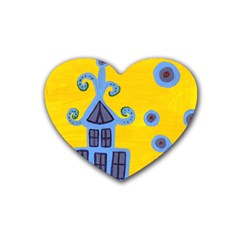 Blue House Heart Coaster (4 pack) 