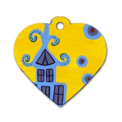 Blue House Dog Tag Heart (One Side)