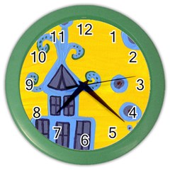 Blue House Color Wall Clock