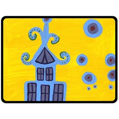 Blue House Fleece Blanket (large)  by snowwhitegirl