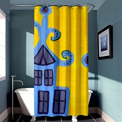 Blue House Shower Curtain 36  x 72  (Stall) 