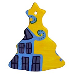 Blue House Ornament (christmas Tree) 