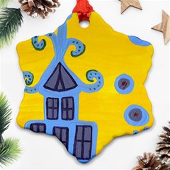 Blue House Snowflake Ornament (two Sides) by snowwhitegirl