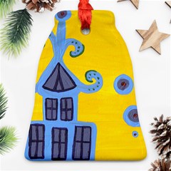 Blue House Bell Ornament (Two Sides)