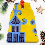 Blue House Bell Ornament (Two Sides) Front