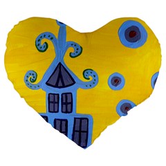 Blue House Large 19  Premium Heart Shape Cushions