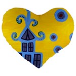 Blue House Large 19  Premium Heart Shape Cushions Front