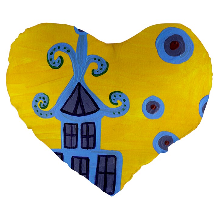 Blue House Large 19  Premium Heart Shape Cushions