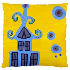 Blue House Large Flano Cushion Case (One Side)