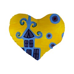 Blue House Standard 16  Premium Flano Heart Shape Cushions