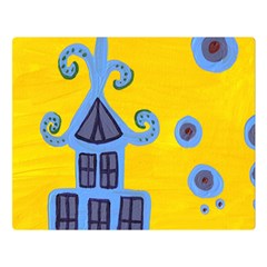 Blue House Double Sided Flano Blanket (large)  by snowwhitegirl