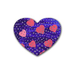 Underwater Pink Hearts Rubber Coaster (heart)  by snowwhitegirl