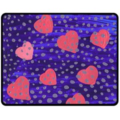 Underwater Pink Hearts Double Sided Fleece Blanket (medium) 